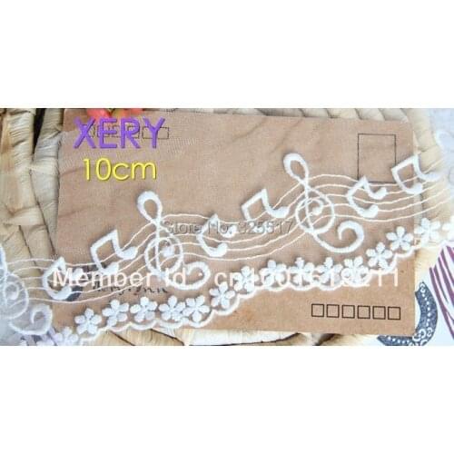10cm music note net embroidery lace trim, bridal dress lace trimming, XERY005