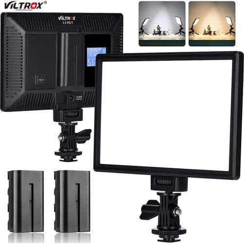VILTROX L116T CRI95 + Super Slim Dimmable LED Panel Light 3300K-5600K LED Video Light with LCD Control/ Light Mount with Battery