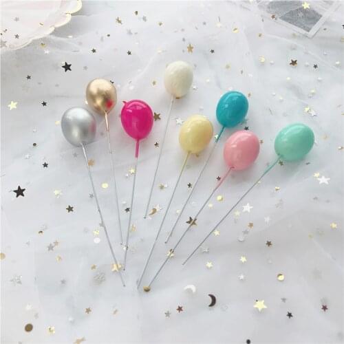 6Pcs Golden Silver Color Balloon Collection Cake Topper for Party Decoration Dessert Lovely Gifts Birthday Wedding Cake Flags