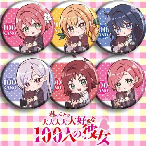 Japanese Anime 100 Kano Cosplay Badges Cartoon Garniture Bedges For Backpack Bags Hat Brooch Pin Boy Girls Student Xmas Toy Gift