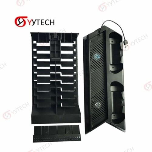 YYTECH Multifunction Controller Charging Dock Base with Game Disc Storage Tower Cooling Fan Vertical Stand for PS4 Pro Console