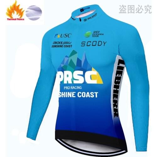 Winter 2020 TEAM sunshine coast long sleeve cycling jersey mens Thermal fleece mallot manga larga ciclismo hombre