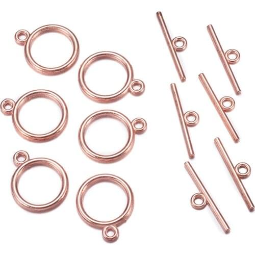 20 Sets Tibetan Style Toggle Clasps Rose Gold Fastener Bracelet Toggle Clasp for Necklace Bracelet DIY Jewelry Making