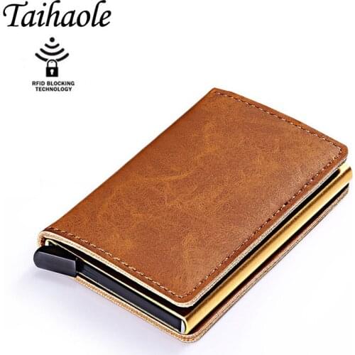2020 New Smart Credit Card Holder RFID Blocking Card Holder Automatic Hasp Men Wallet PU Leather Bank Business ID Card Holder