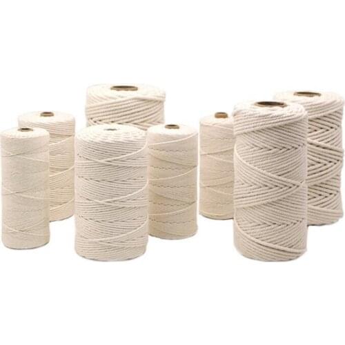 3mm 4mm 5mm 6mm Macrame Rope Twisted String Cotton Cord For Handmade Natural Beige Rope DIY Home Wedding Accessories Gift
