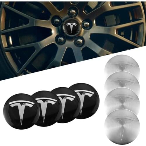 4pcs 56mm Car Wheel Center Cover Stickers Hub Cap Emblem Badge For Tesla Model 3 Model X Model S Model Y Accessories