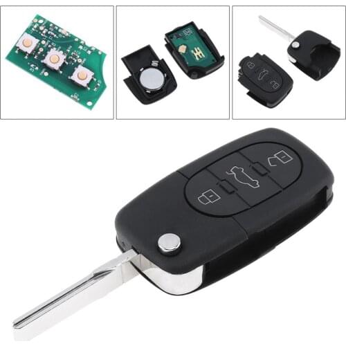 433MHz 3 Buttons Keyless Uncut Flip Remote Car Key Fob ID48 Chip 4D0837231A for Audi A3 A4 A6 A8 Old Models