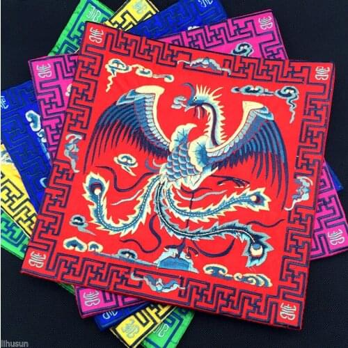 Wholesale 5pcs Phoenix Chinese Handmade Art Embroidery Vintage Cup&Mouse&Telephone Coaster Mat