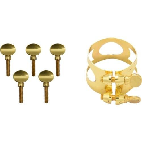 5 Pcs Gold Copper Clarinet Saxophone Sax Neck Tightening Screws & 1 Pcs Tener Saxophone Mouthpiece
