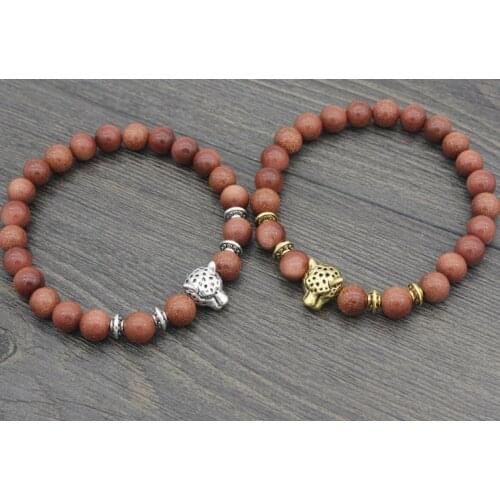 8mm bh4324 silver gold copper lion Bracelet elastic yellow Tigereye Buddha Yoga Charm nature stone bead Bangles women gift