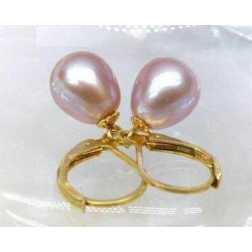 Free shipping>>>>noble jewelry 14K/20 YELLOW GOLD PERFECT 10-12 MM AAA++ PINK SOUTH SEA PEARL DANGLE EARRING