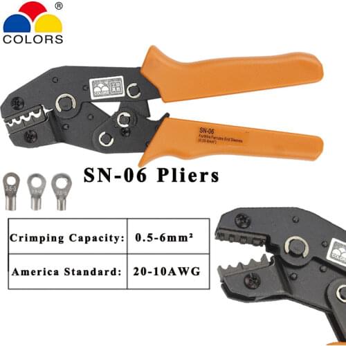 Free Shipping SN-06 0.5-6.0mm 20-10AWG Mini Type Self Adjustable Crimping Hand Pliers Electrical Wire Terminals Crimper Tools