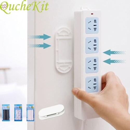 Seamless Punch-free Plug Sticker Holder Self Adhesive Wall Mount Power Strip Holders Socket Fixer Cable Organizer Home Organizer