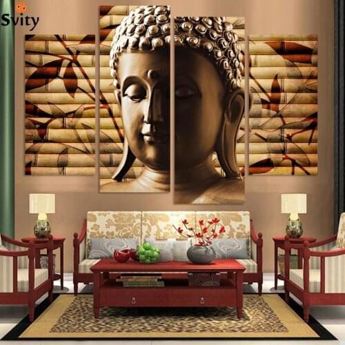 No frame) Buddha Canvas Painting 4 Panel Wall Painting picture print On Canvas home decoration for living room wholesale
