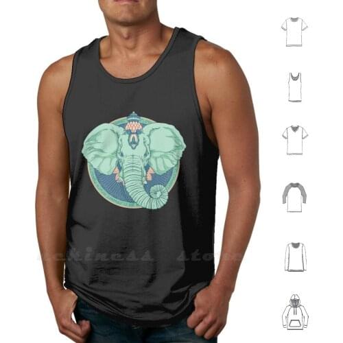 An Elephant Never Forgets Tank Tops Vest Sleeveless Elephant Wild Blue Green Gold Orange Wisdom Vector