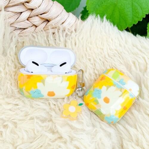 Oil Painting White Flowers Wireless Earphone case For Airpods 1 2 Pro 3 box Bluetooth headset silicone Earbuds cover Soft Shell