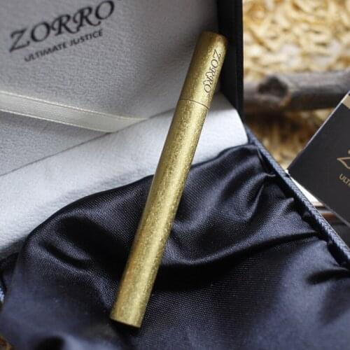 Zorro Pure Copper Knurled Lighter Personality Fashion Ultra-fine Cigarette Case Kerosene Lighter Pen Type Collection Gift
