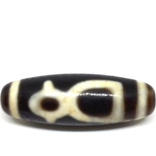 Black and White Old Beads Natural Agate Amulet 12mm*38mm Tibetan Dzi Beads Loosing Beads for Bracelet and Necklace Making