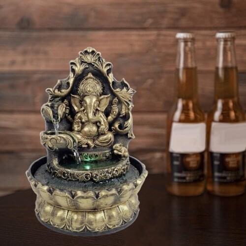 Decorative Hindu Ganesha Statue Indoor Water Fountain Led Meditation Small Size Decoration Crafts