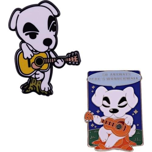 Welcome to KK Slider Concert Badge Pin Cute Guitar Dog From the Animal Crossing Video Game Series