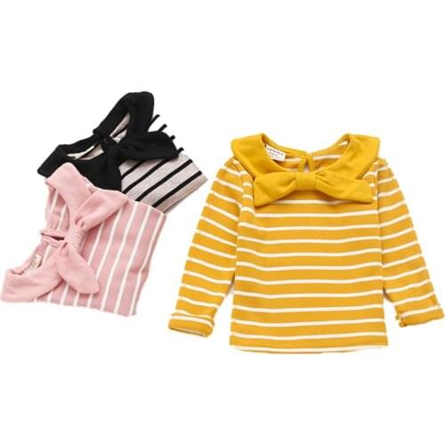 Cotton childrens clothing Cotton striped childrens Girls striped top T-shirt long sleeve cotton clothing