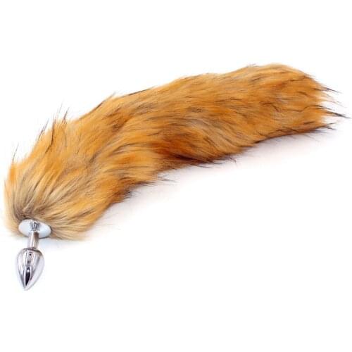 Artificial Fox Tail Plush Fur With Metal Anal plug 40cm Long Butt Anal Sex Toys Fox cosplay Role Play Toys Drop Shipping