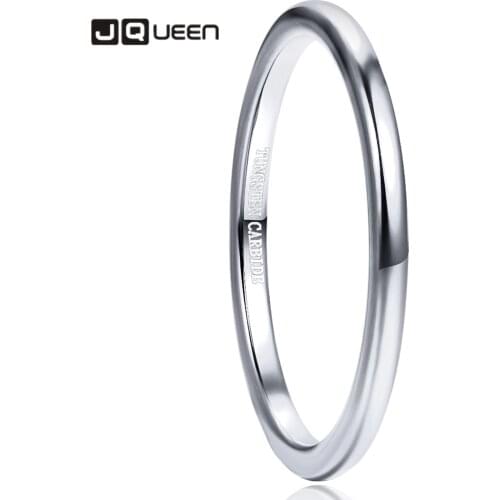 JQueen 2mm Width Steel Color Fully Polished Wedding Band Promise Anel Masculino Tungsten Carbide Ring Jewelry Hot Sell