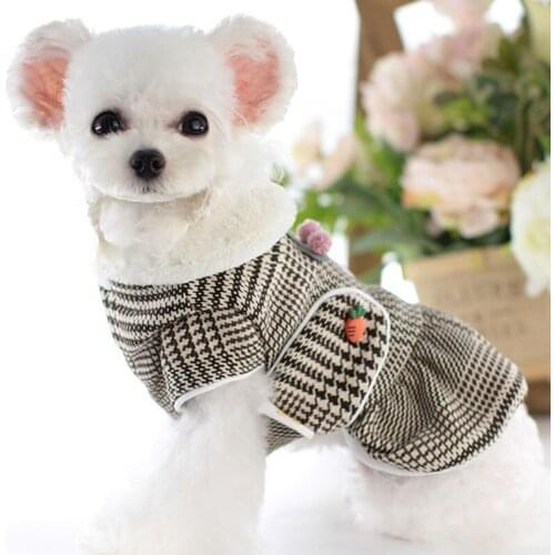 Plaid Princess Dog Clothes Girl Dog Jacket Winter Tutu Dress Coat For Small Dogs Chihuahua Yorkie Pet Skirt Clothing Cat Cotume