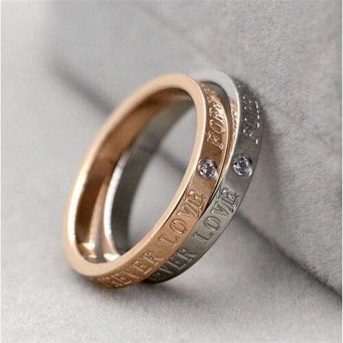 Martick On Sale Rose Gold-color Forever Love Letter Ring With CZ Fashion Jewelry Women Valentines Day Present R39