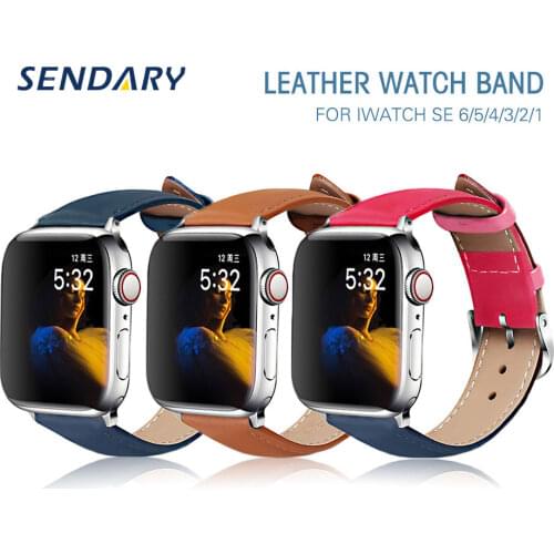 Leather Sport Watch Band for Apple Watch SE 4/5/6 Loop Strap 40MM 44MM for iWatch Series 1/2/3 38MM 42MM Bracelet Band Strap