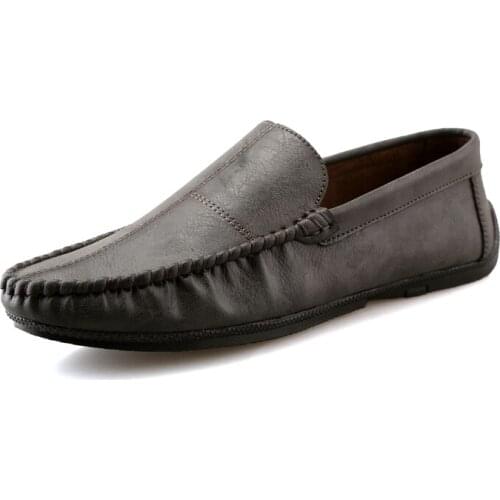 Men Loafers Leather Casual Shoes Soft Lightweight Breathable Slip-on Driving Recreational Flat Non-slip Footwear Trend