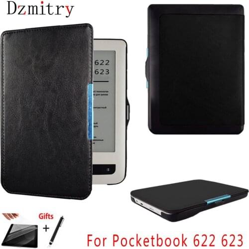 Folio Magnet closur For PocketBook Touch PB:622 eBook eReader Cover and Pocketbook Touch Lux 1st 623 Protective Case+Film+pen