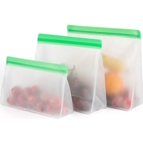 Food Storage Silicone Bag PEVA Bag Stand Up Reusable Lunch Fruit Leakproof Cup Freezer Translucent Silicone Bag Cup Bowl Bags