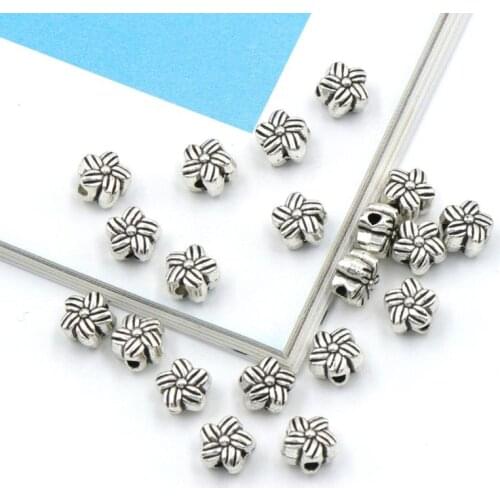 50pcs 6mm Antique Color Flower Loose Spacer Metal Seed Beads For Jewelry Making Needlework Beadwork Diy Accessories Wholesale