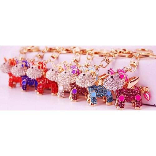 Fashion Horse With Wings Unicorn Crystal Keychain Cute Pendant Car Pendant Creative Small Gift Rhinestone Best Gift For Girl