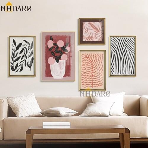 Morandi Brown Black White Plant Leafs Canvas Print Painting Poster Wall Pictures Art Home Living Room Decoration