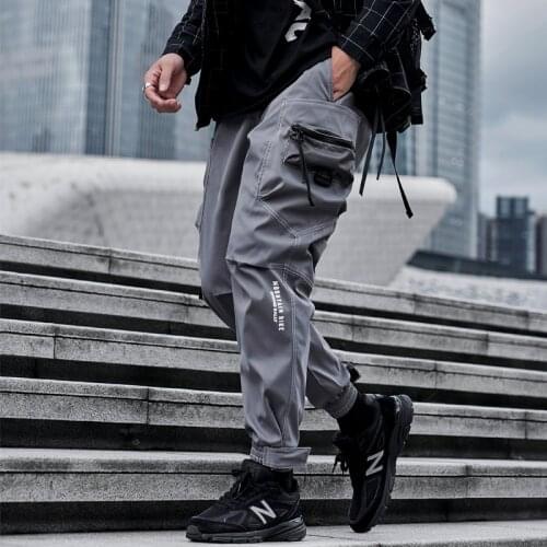 Elena Store New Aurumn And Winter Mens Hip Hop Cargo Pants Streetwear Print Joggers Sweatpant Multi-Pocket Casual Harem Pants