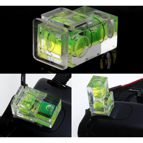 New Double 2 Axis Bubble Spirit Level Gradienter On Camera Flash Hot Shoe Universal DSLR Digital Camera Photography Accessories