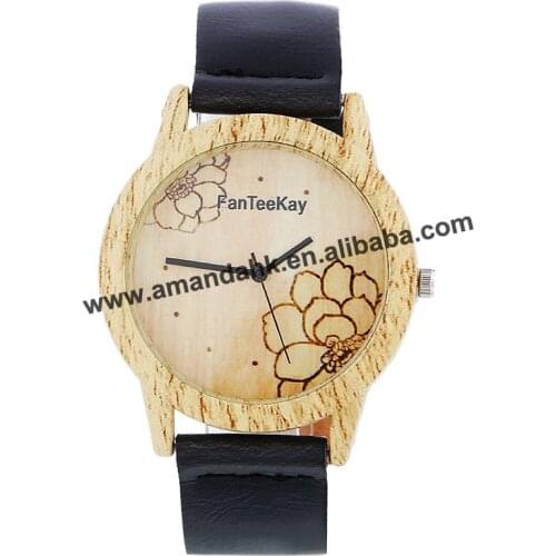 New wholesale fashion men women leather quartz watches hot sale man sport flower wristwatch casual leather women dress watch