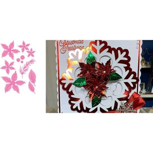New POINSETTIA CHRISTMAS Metal Cutting Dies Scrapbook Diary Decoration Stencil Embossing Template DIY Greeting Card Maker Album