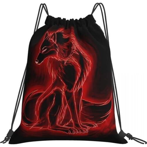 Ohmelody Nine Tailed Fox Men Drawstring Backpacks Boys Phenix String Straps Bag for Travelling Climbing Cycling School Bookbag