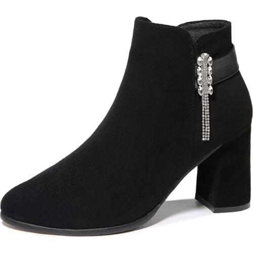 Pointed Thick Heel WomenS Boots, Side Zipper Solid Color Short Boots, WomenS Platform Shoes