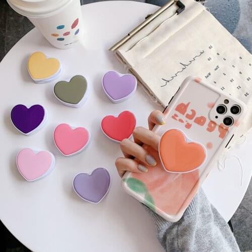 Macaron Color Heart Love Expanding Stand Grip Mount Phone Mobile Smartphone Desktop Phone Stand Holder