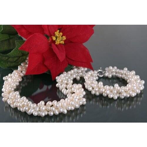 Lovely Natural 6-7mm pearl sets 17"necklace& 7.5"bracele