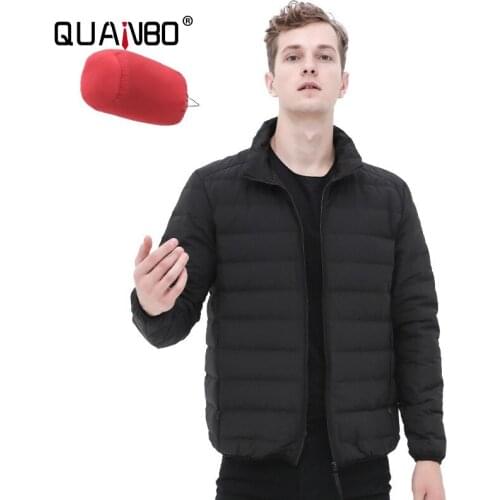 QUANBO Mens Seamless Down Slim Fit Jacket High Quality Brand Clothing