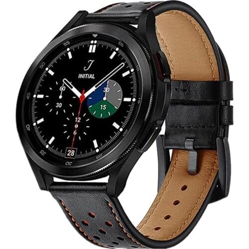 22mm 20mm Leather Watch Strap For Samsung Galaxy Watch 4 Band Galaxy Watch 3 41mm 45mm Active 2 44mm 40mm For Huawei Watch 3 Pro