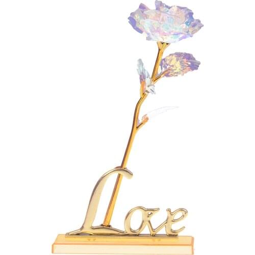 Gold foil rose Valentines Day Creative Gift 24K Foil Plated Rose Gold Rose Lasts Forever Love Wedding Decor Lover Lighting Rose