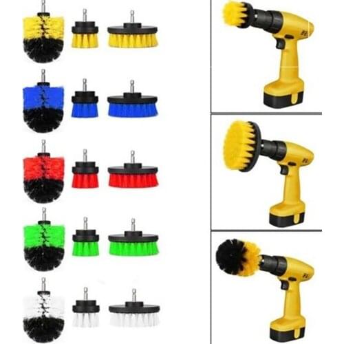 Drill brush Electric Scrubber Brush for Car 2/3.5/4/5'' Plastic Round cleaning brush Glass Car Tires Nylon Brushes 3Pcs/Set
