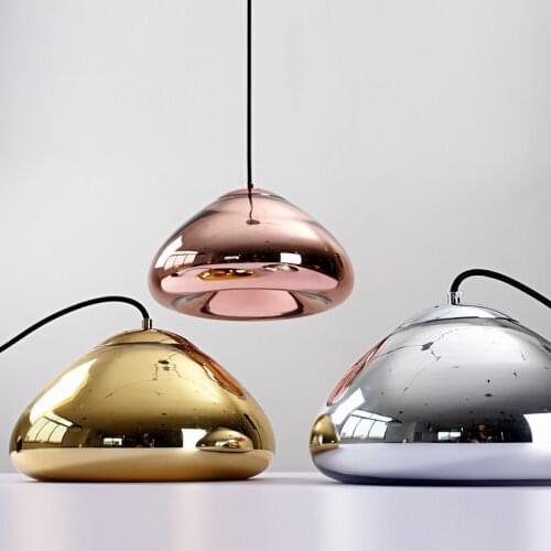 Modern Plated Glass Pendant Lamp Gold Bronze Sliver Globe Round Ball Hanging Lights For Living Dining Room Indoor Luminaire
