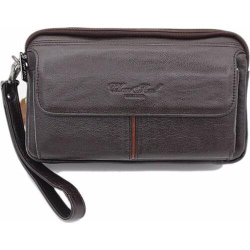 Norbinus 100% Genuine Leather Men Clutch Bag Men Business Clutch Wallets Zipper Coin Purse Male Cowhide Handy bag Phone Pouch